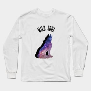 Wild Soul Nebula Galaxy Wolf Long Sleeve T-Shirt